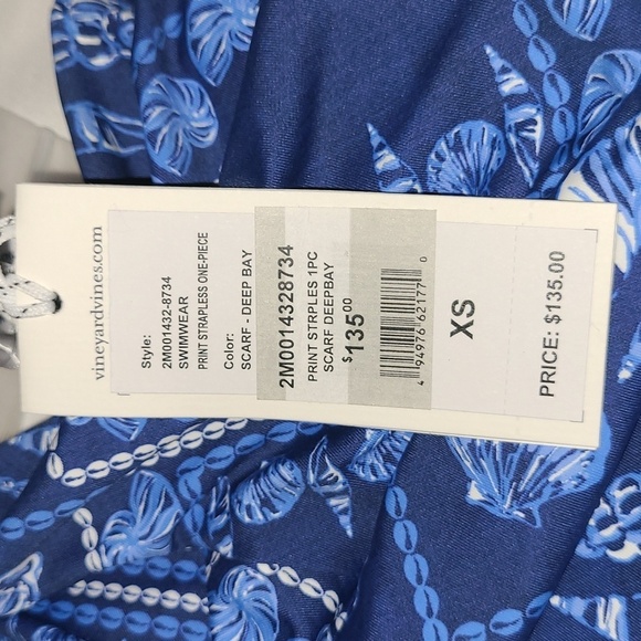 NWT* Vinyard Vines* Strapless One Piece* Removable Straps* Blue Print* Sz XS - Picture 5 of 8